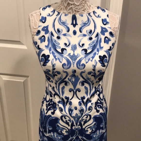 Polo Ralph Lauren Sz 4 White Blue Paisley Sheath Dress - Like New - Picture 5 of 6